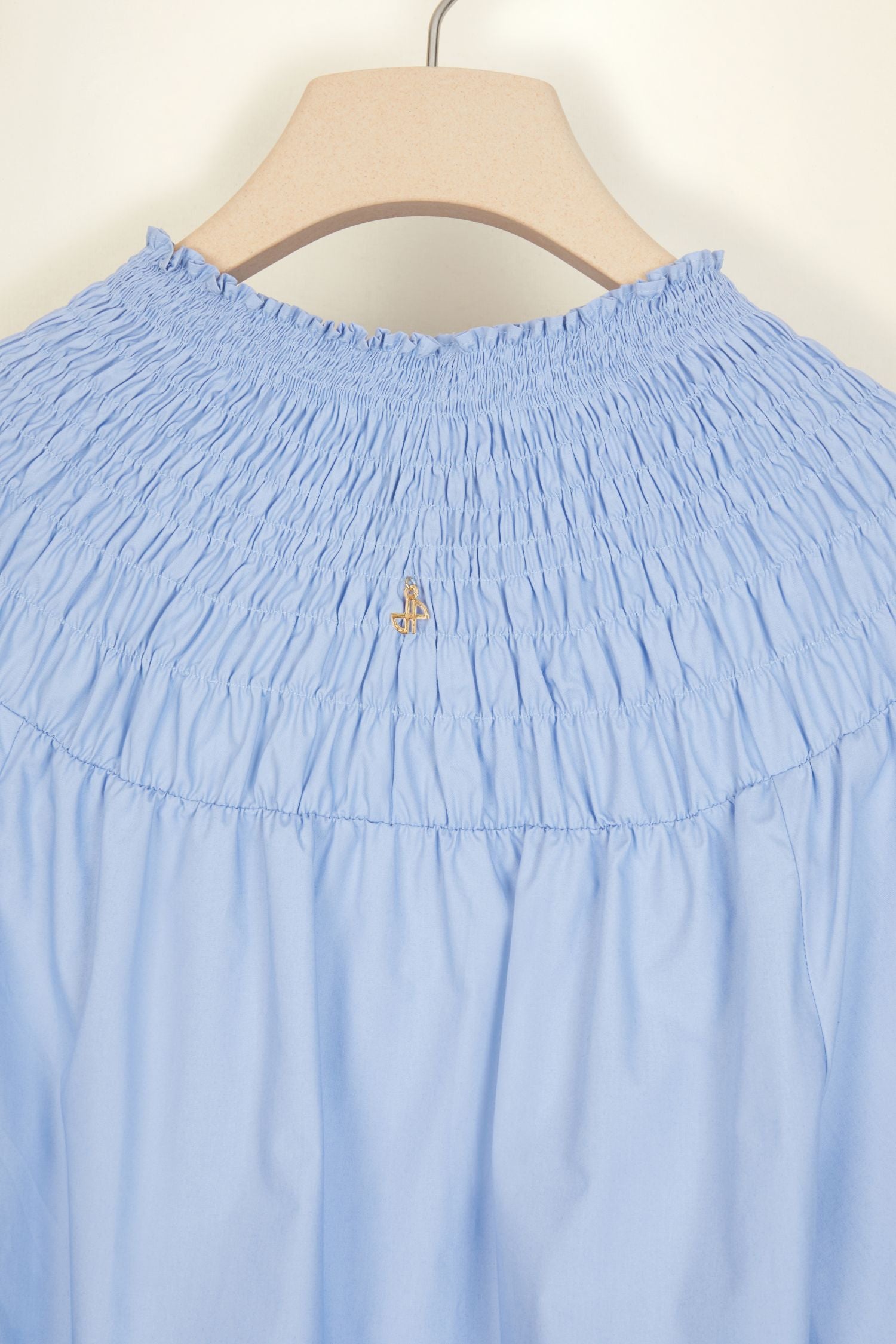 Poplin smocked crop top - Blue
