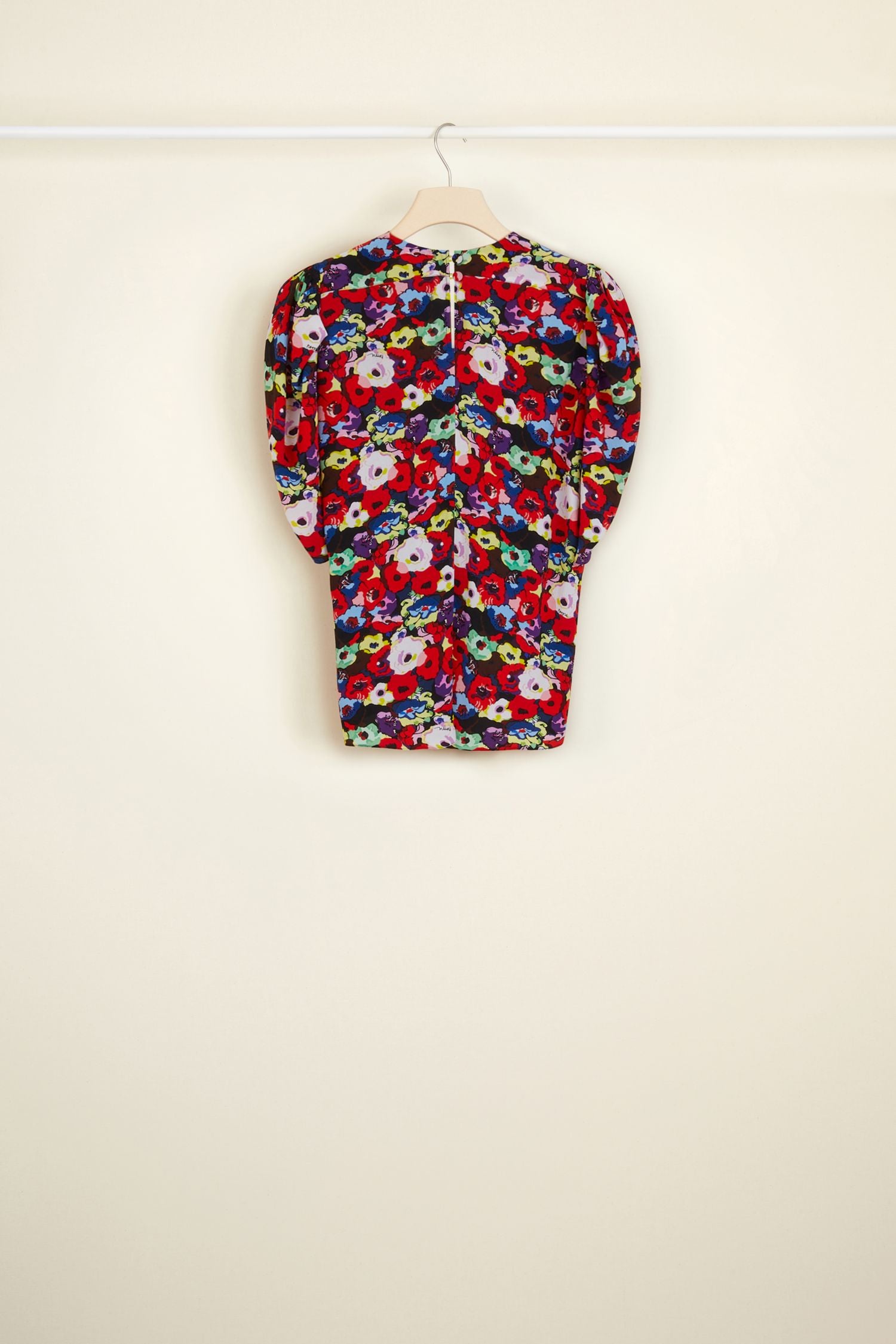Gathered floral top with bows - Flowers Bloom