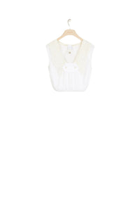 Cropped top with crochet collar - White