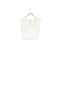 Top court avec col en crochet - Blanc