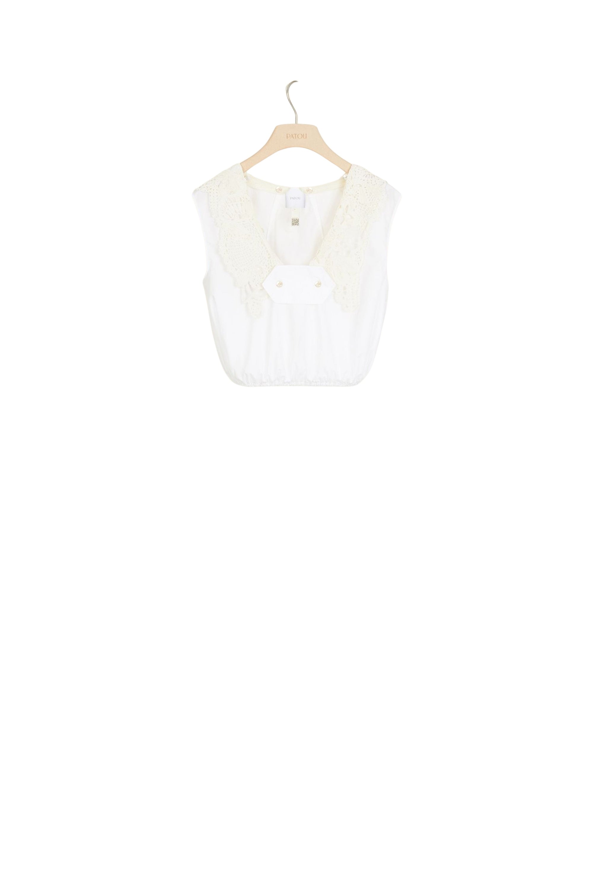 Top court avec col en crochet - Blanc