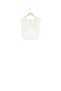 Top court avec col en crochet - Blanc