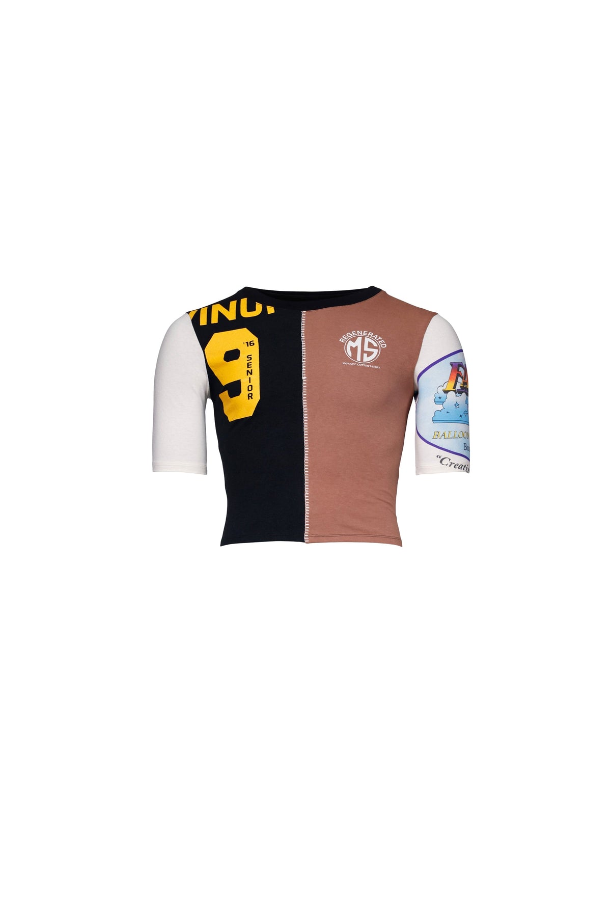 Top court patchwork en t-shirt graphique Upcyclé - Orange