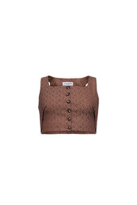 Top Diamant Moon en laine mélangée Upcyclé - Brown
