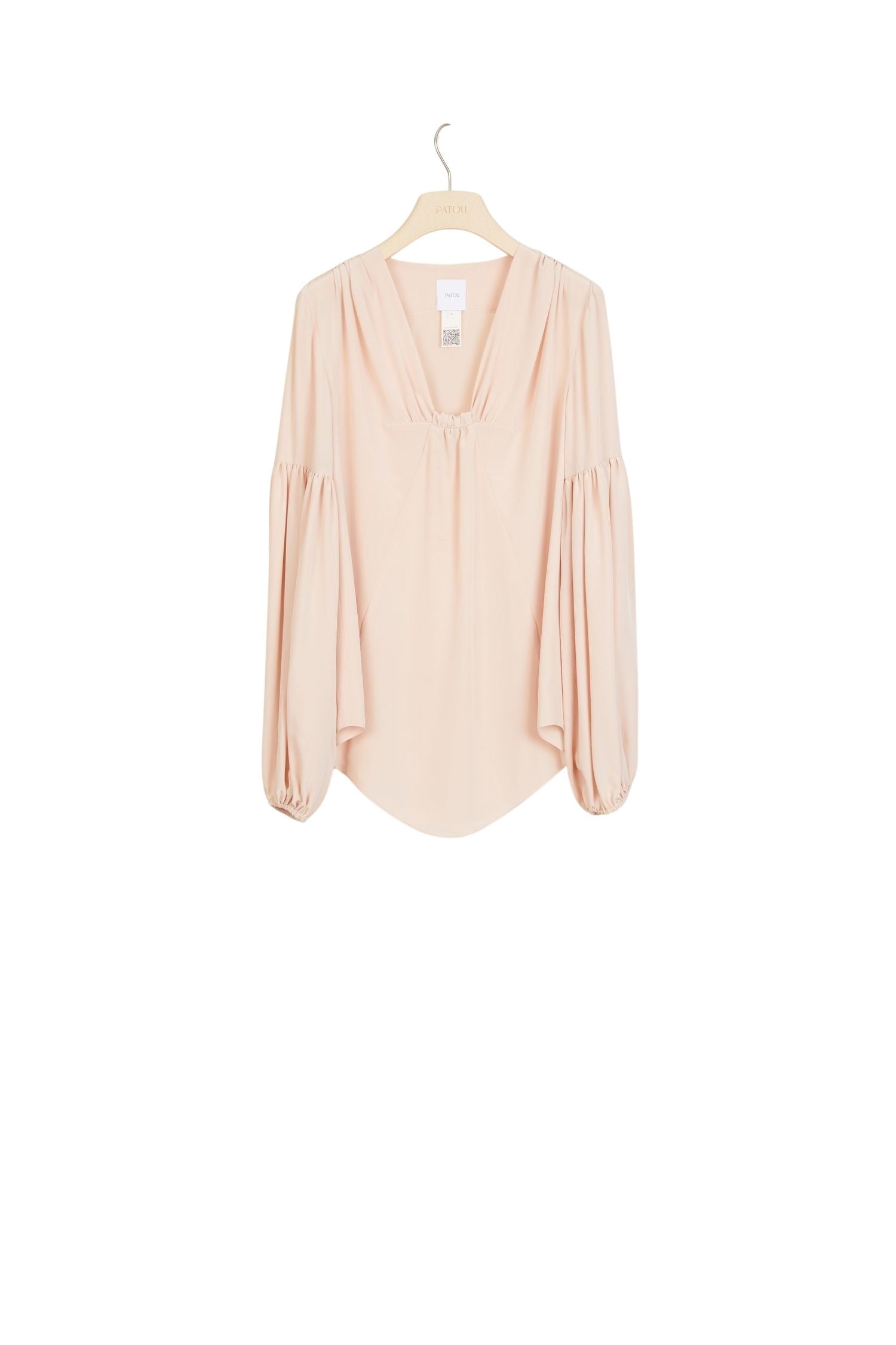 Blouse en soie à manches bouffantes - Beige Doré
