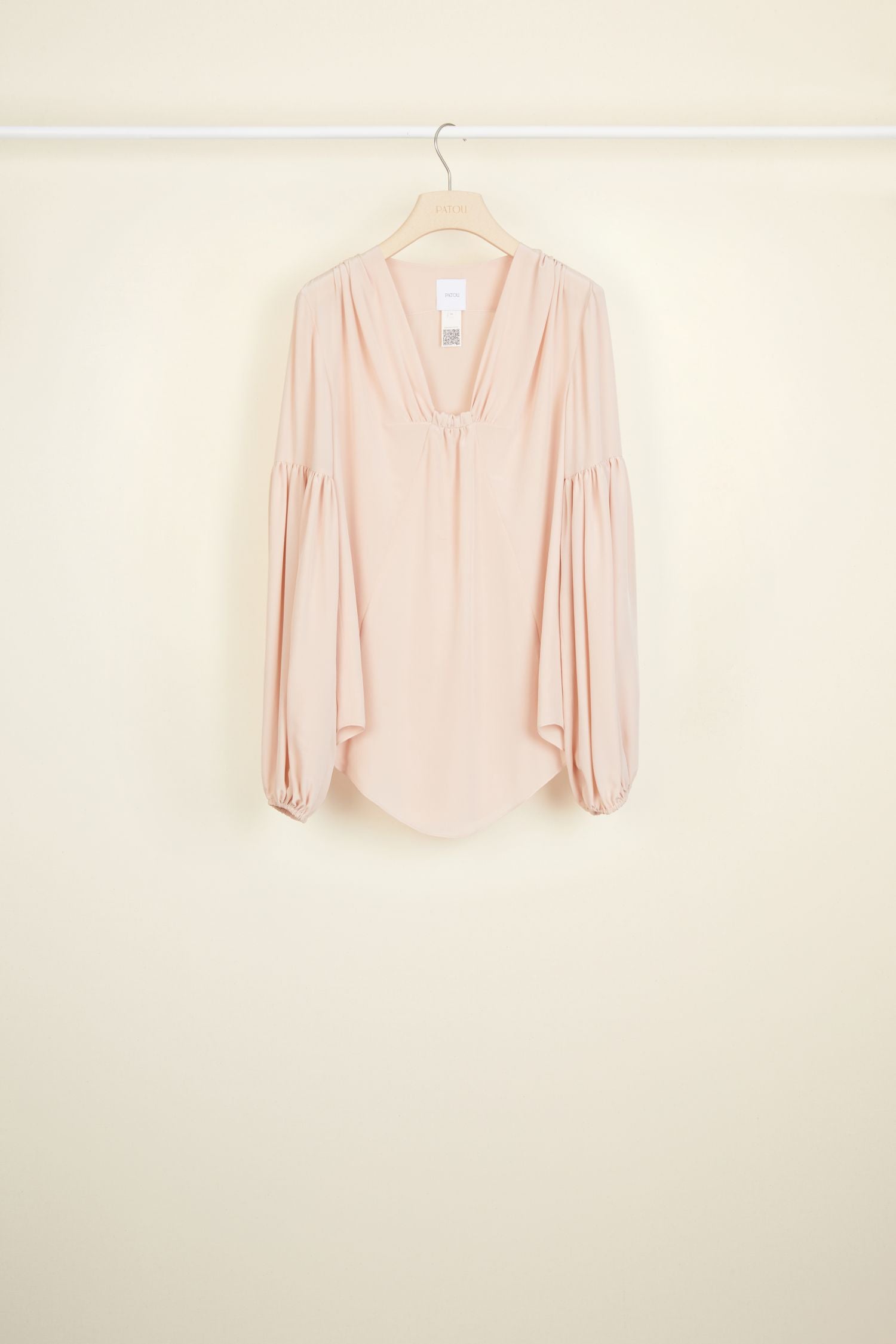 Blouse en soie à manches bouffantes - Beige Doré