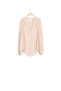 Blouse en soie à manches bouffantes - Beige Doré