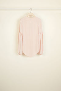 Blouse en soie à manches bouffantes - Beige Doré