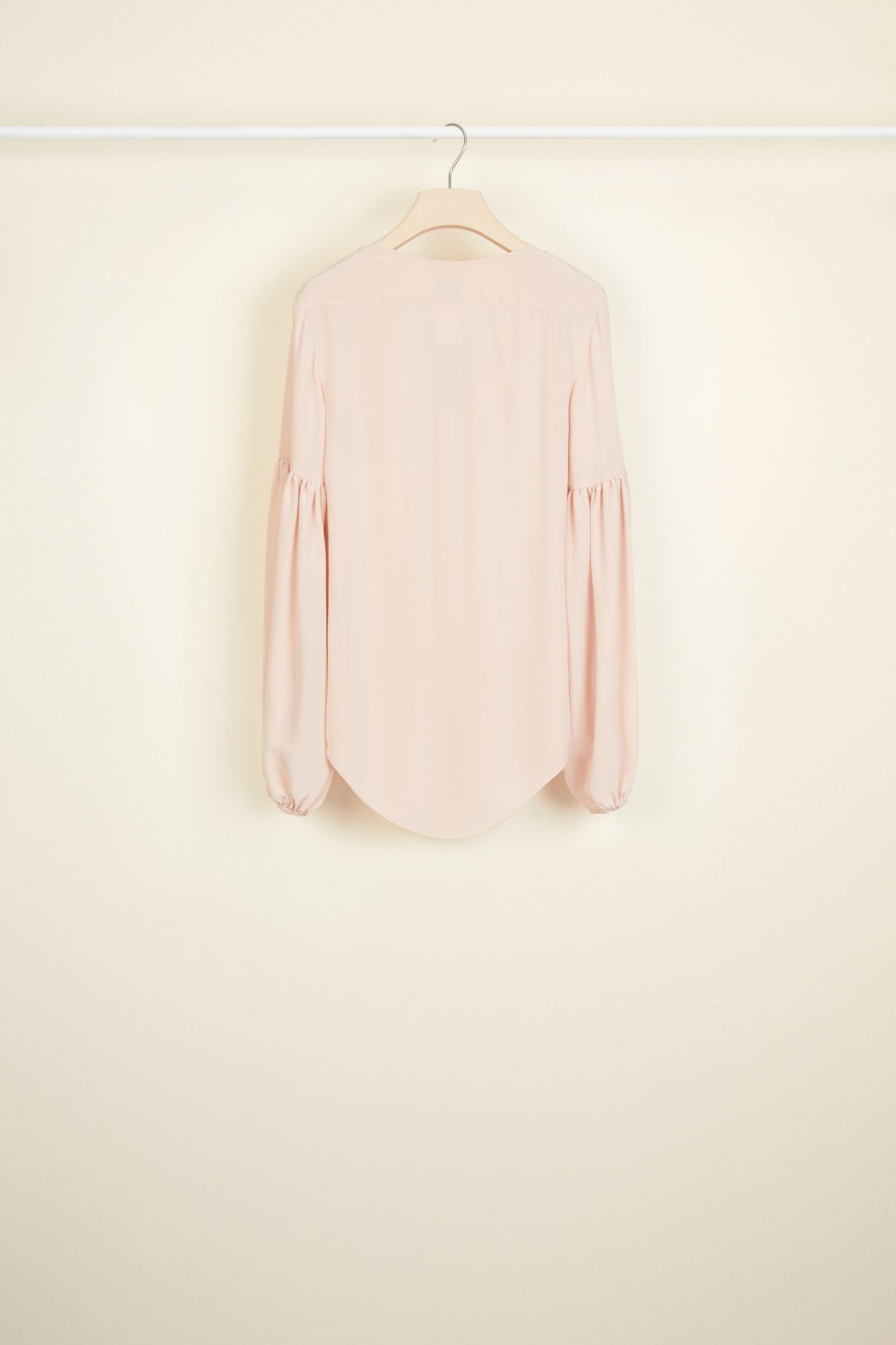 Blouse en soie à manches bouffantes - Beige Doré