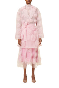 Trenchcoat avec rose en tulle - Pink