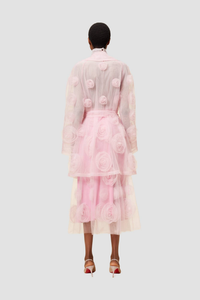 Pink / ROSE APPLIQUE TRENCH COAT