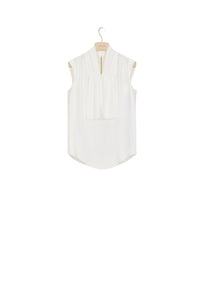 Sleeveless lavaliere top in silk - Pearl