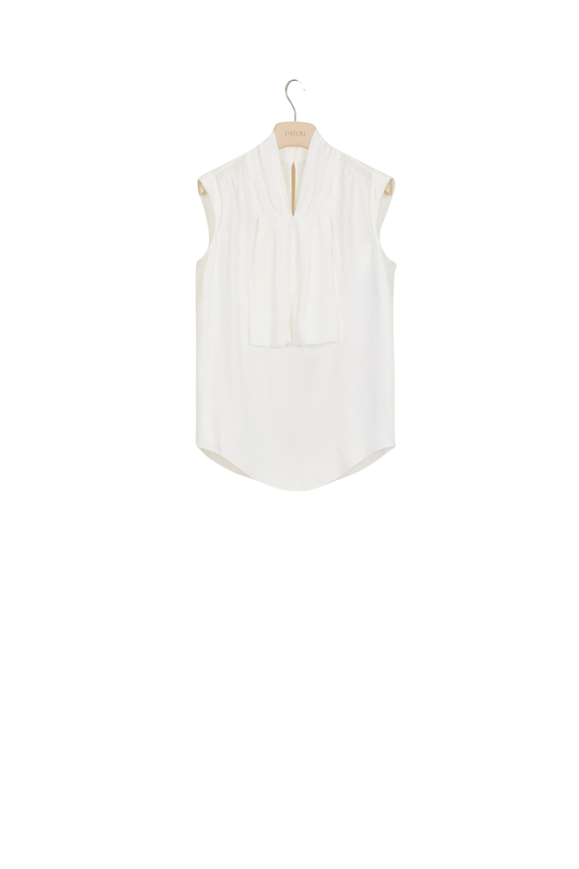 Sleeveless lavaliere top in silk - Pearl