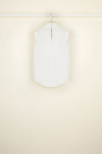 Sleeveless lavaliere top in silk - Pearl