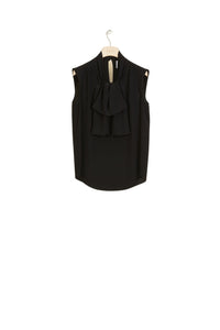 Sleeveless silk lavaliere top - Black