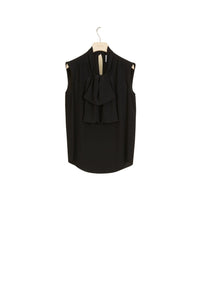 Sleeveless silk lavaliere top - Black
