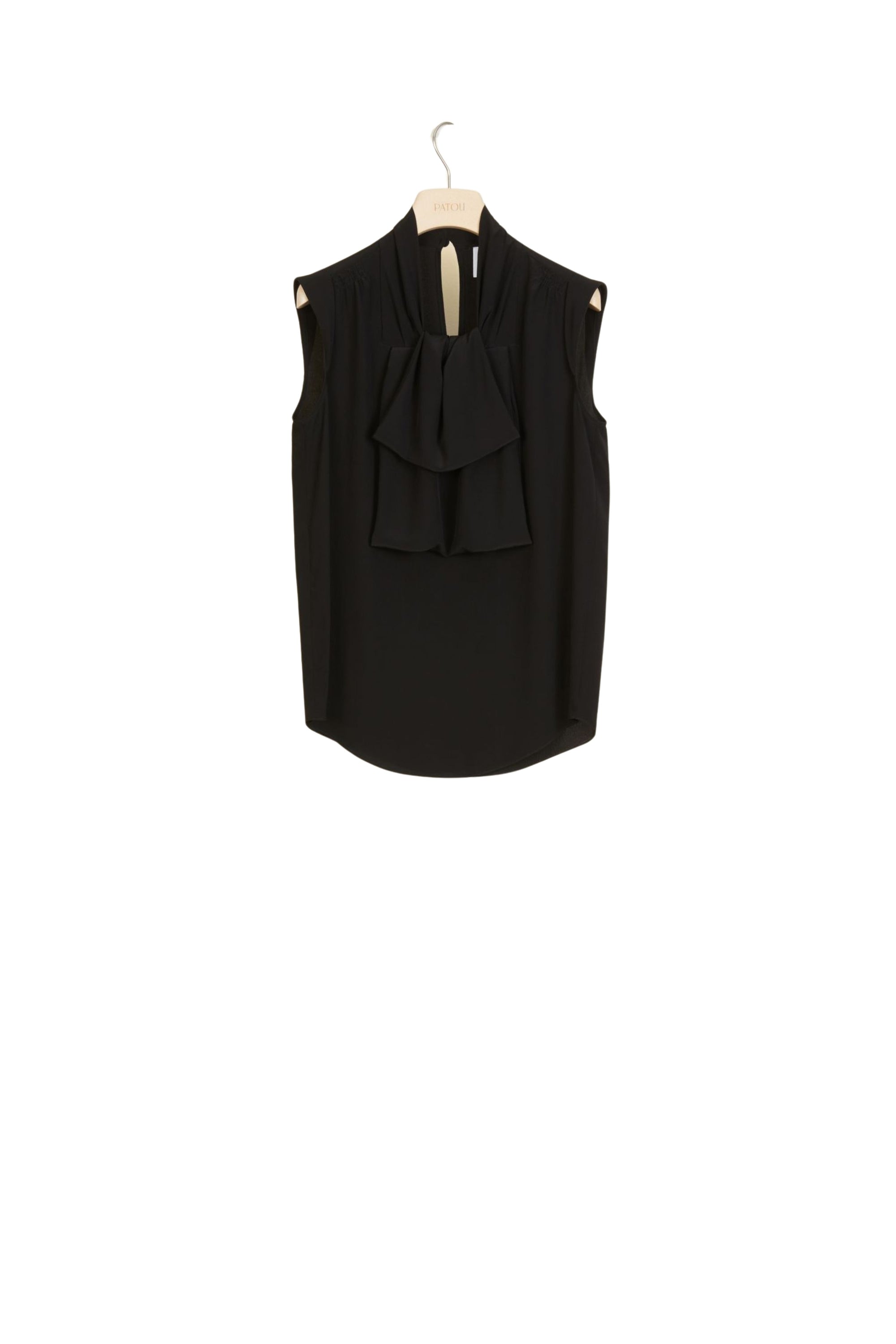 Sleeveless silk lavaliere top - Black
