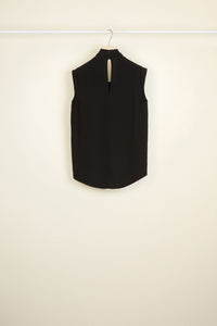 Sleeveless silk lavaliere top - Black