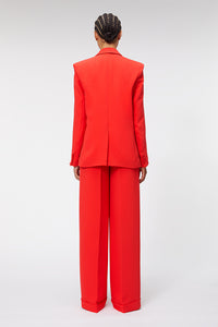 Red / ROSE APPLIQUE TUXEDO BLAZER