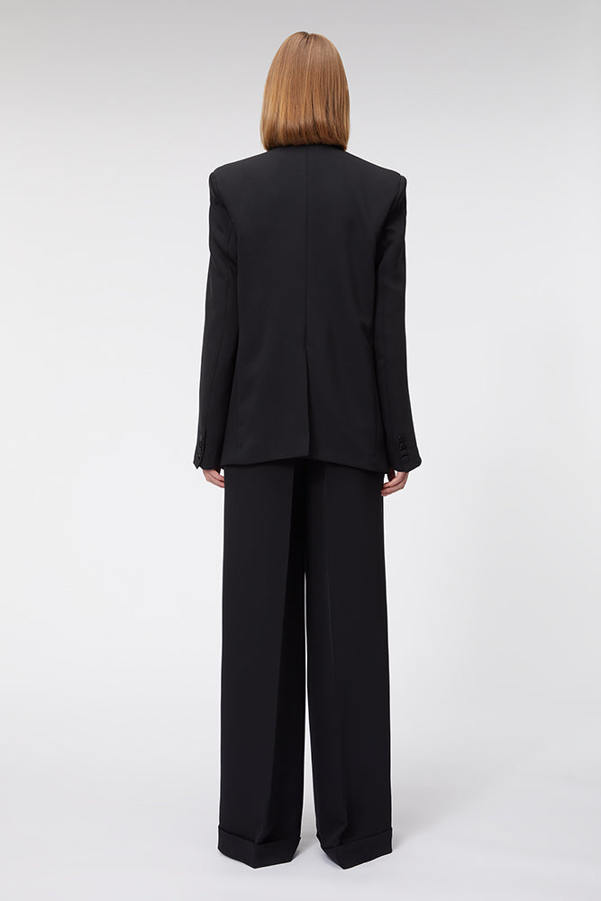 Black / ROSE APPLIQUE TUXEDO BLAZER