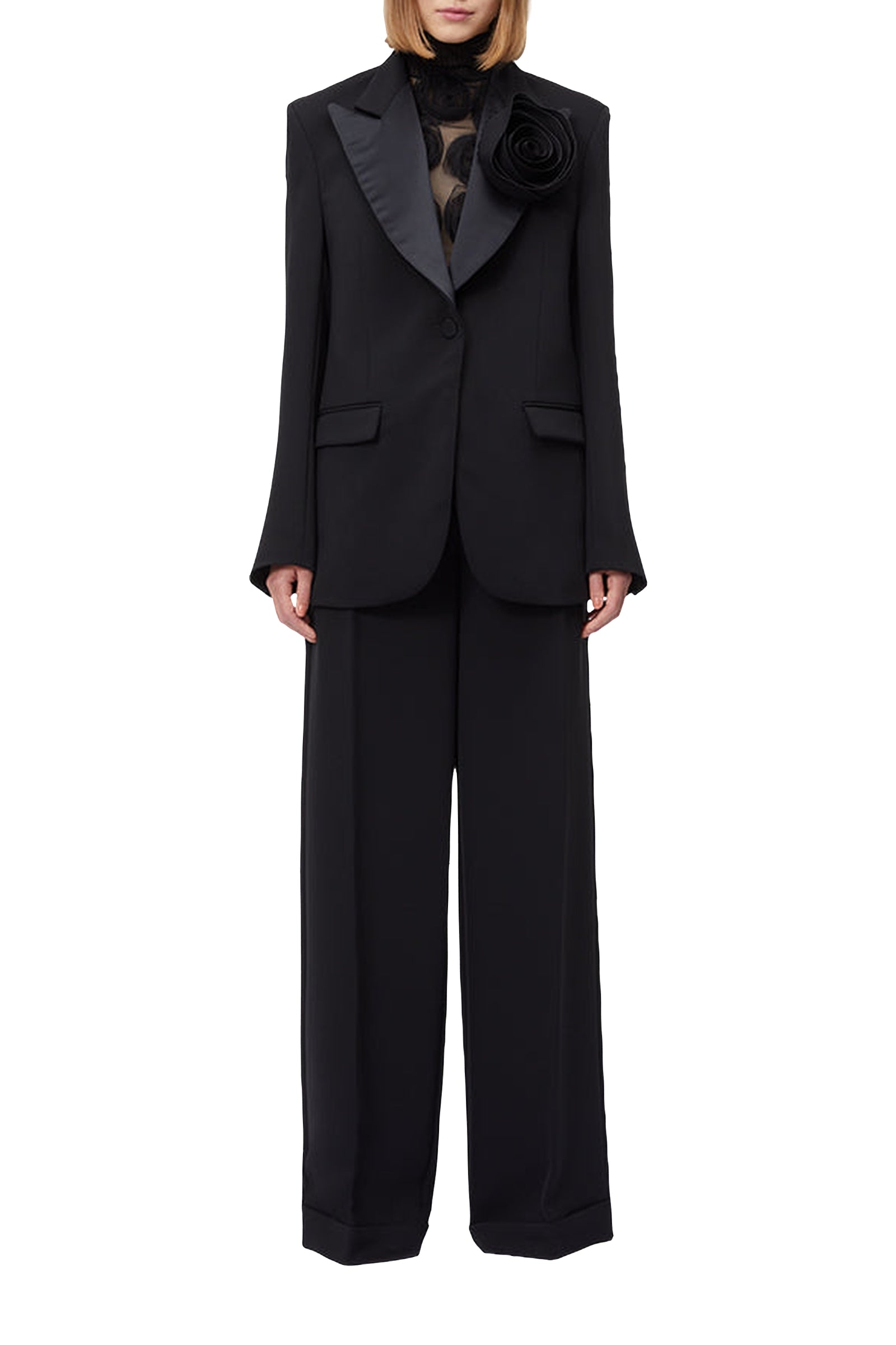 Blazer smoking avec rose - Black