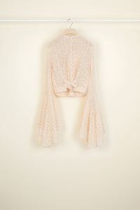 Flared sleeves lace top - FPeach blossom