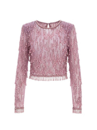 Short beaded and fringed blouse - Candy Violet