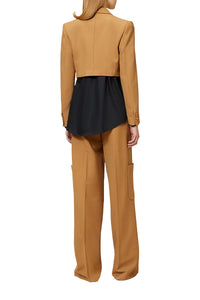 Blazer court en laine mélangée - Brown