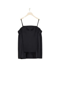 Bare-shoulder cape top in cotton - Black