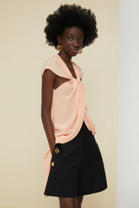 Asymmetrical silk blouse - Coral