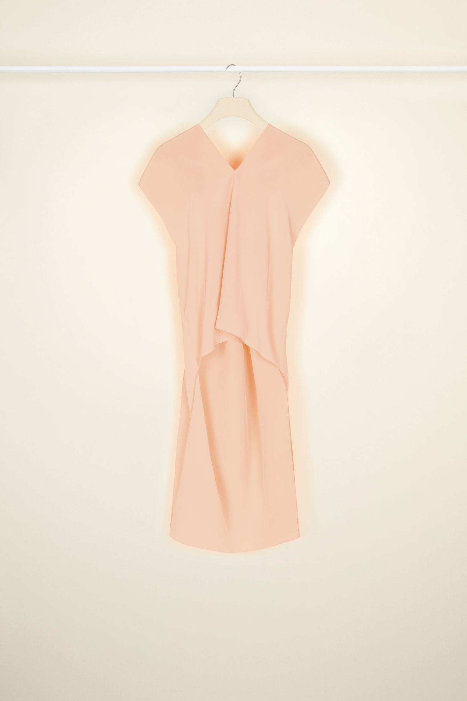 Top asymétrique en soie - Corail