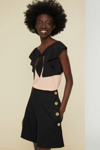 Silk blouse with cut-outs - Coral and Black