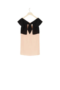 Top en soie à découpes - Corail & Noir