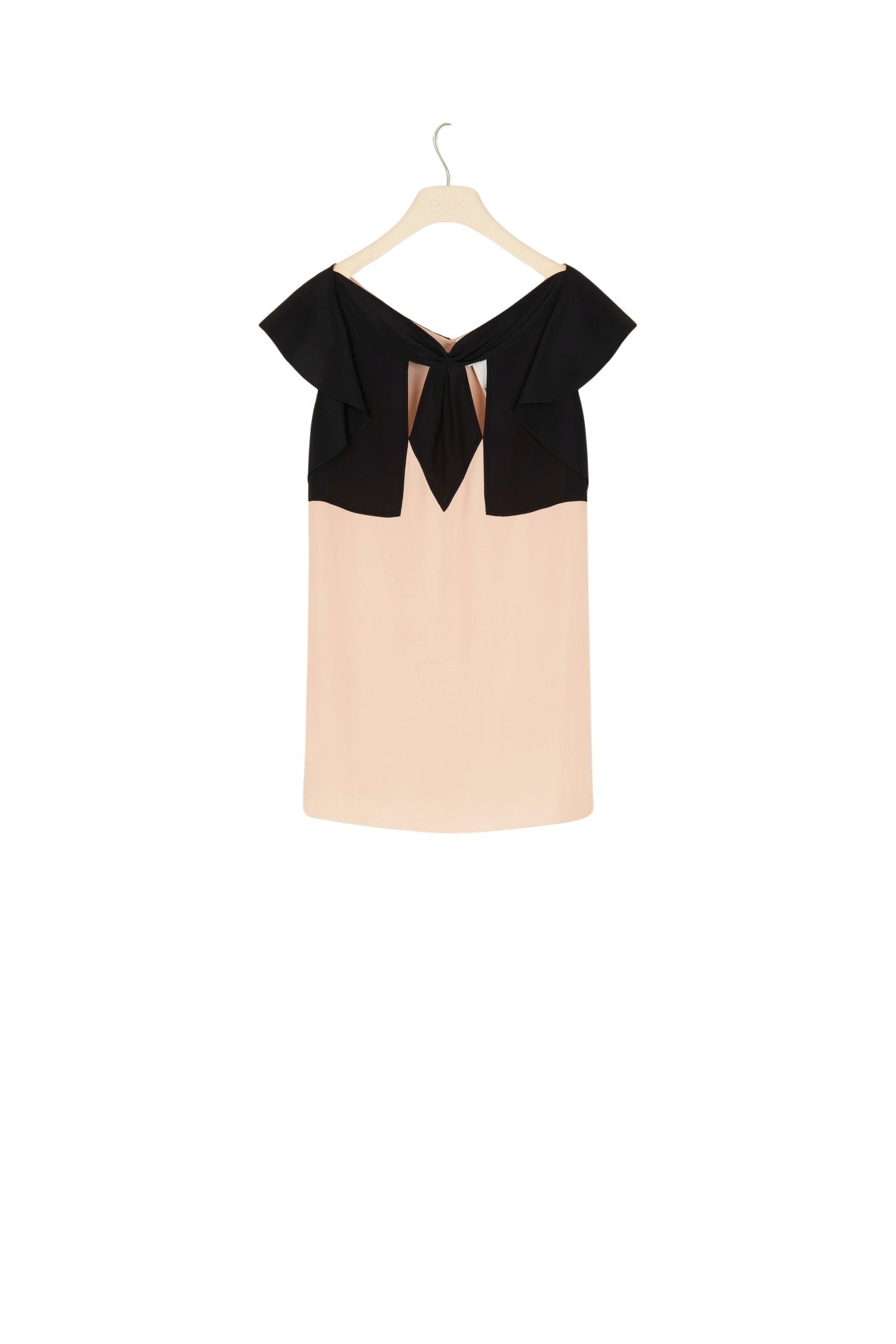 Top en soie à découpes - Corail & Noir