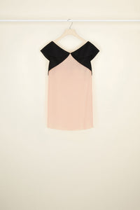 Top en soie à découpes - Corail & Noir