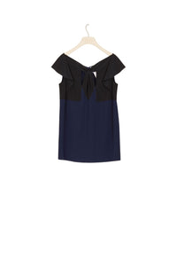 Silk blouse with cut-outs - Navy blue and black