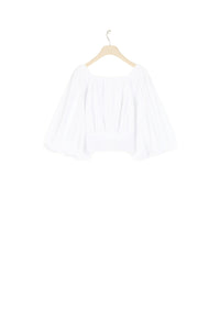 Voluminous cotton crop top - White