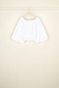 Haut court volumineux en coton - Blanc