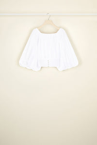 Voluminous cotton crop top - White