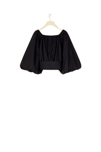 Voluminous cotton crop top - Black