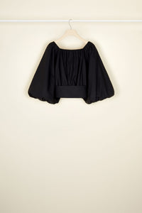 Voluminous cotton crop top - Black