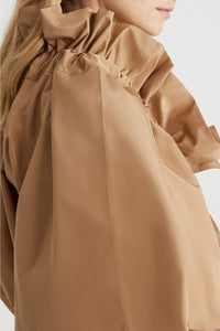 Blouse with faille puffed sleeves - Sand
