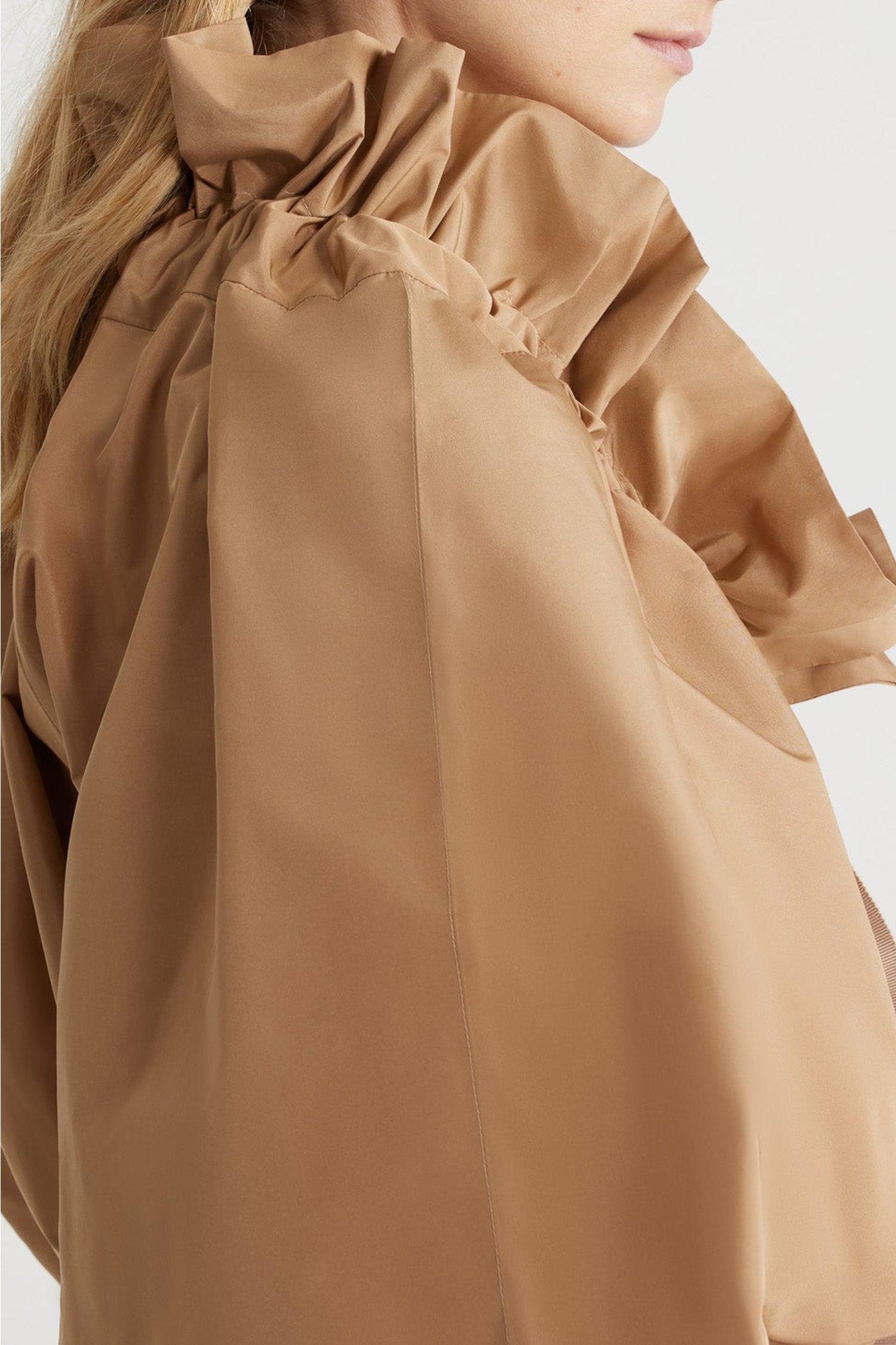 Blouse with faille puffed sleeves - Sand
