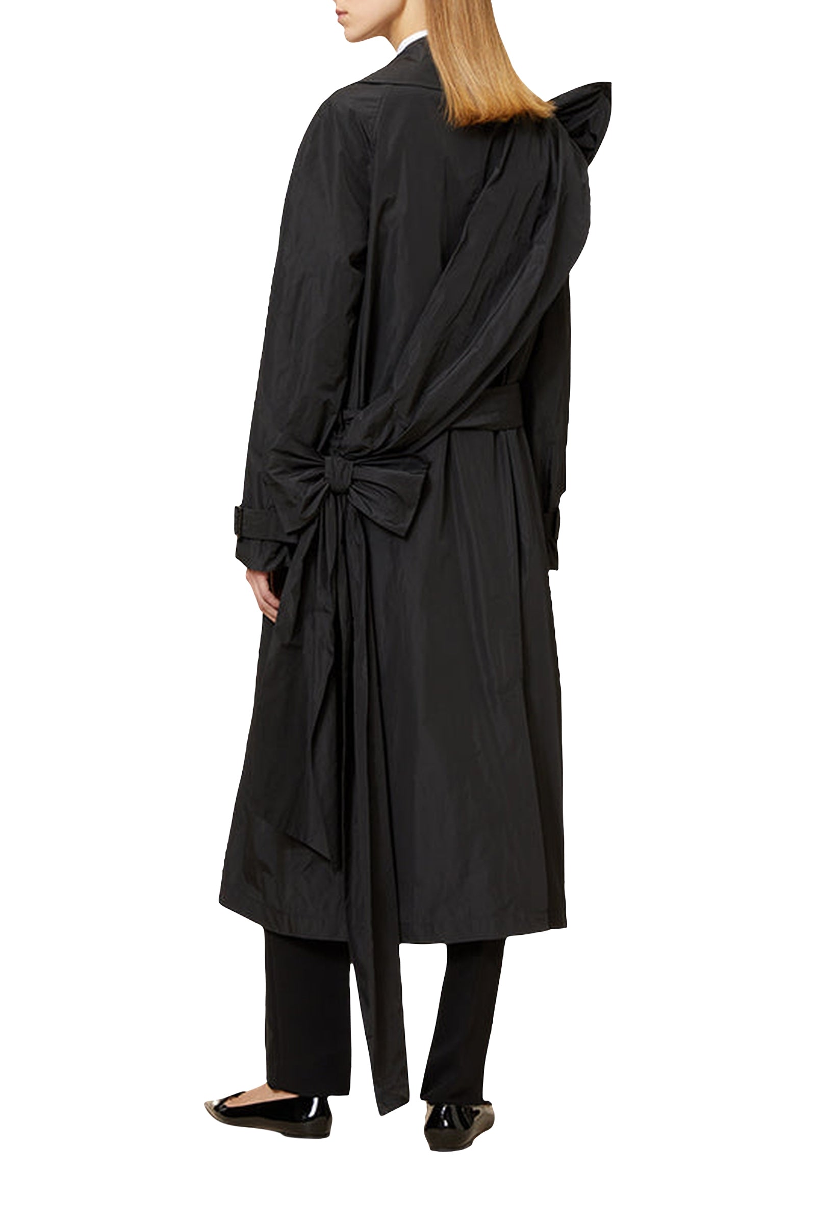 Trenchcoat drapé avec nœud - Black