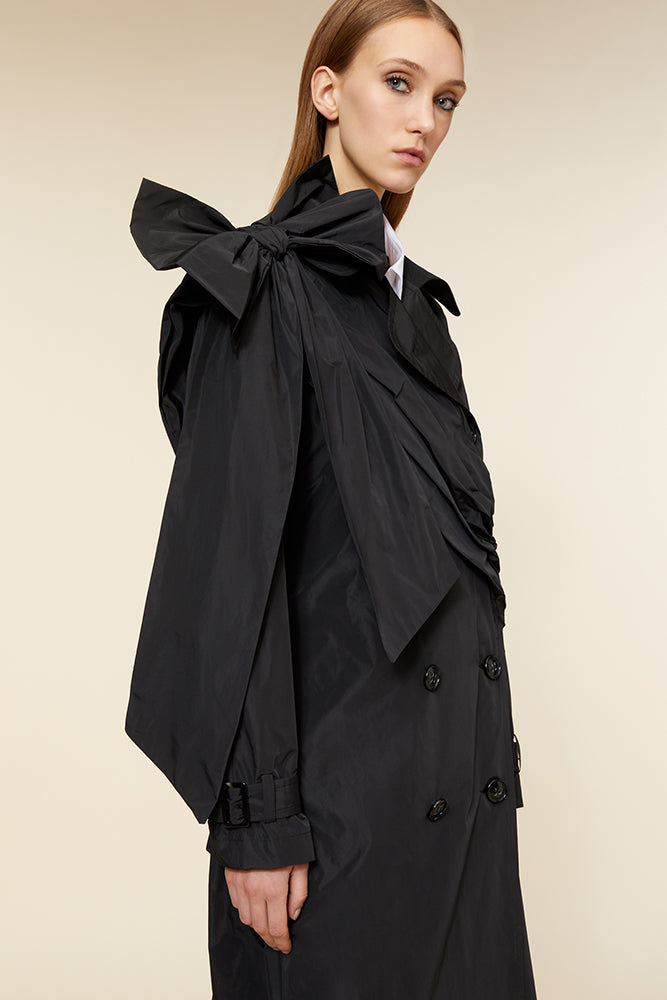 Black / DRAPE BOW TRENCHCOAT