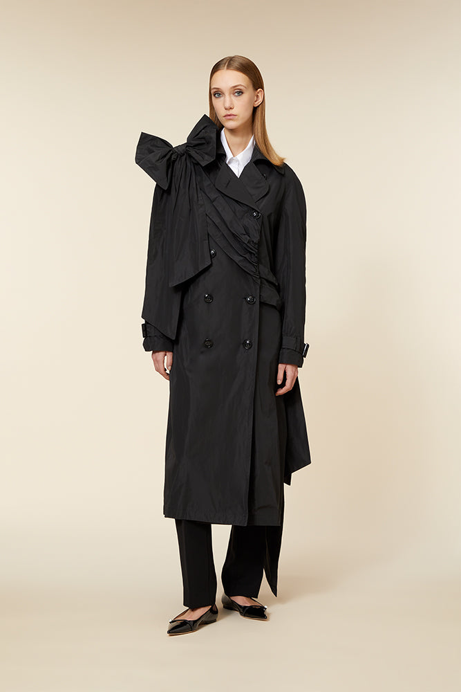 Black / DRAPE BOW TRENCHCOAT