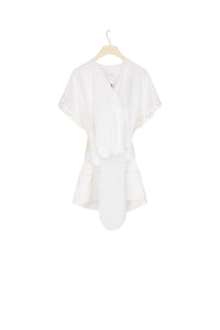 Cotton blouse with openwork embroidery - White
