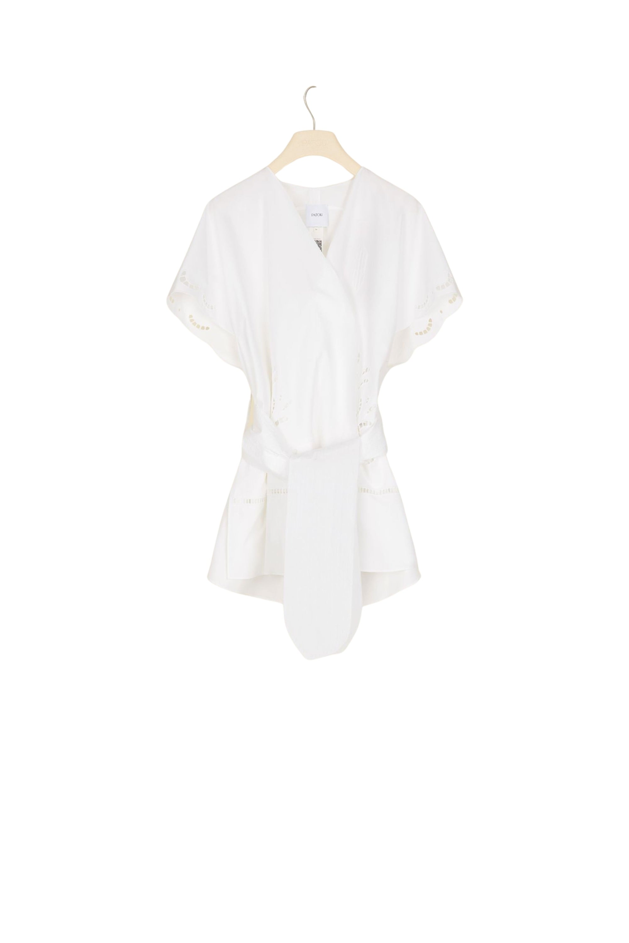 Cotton blouse with openwork embroidery - White