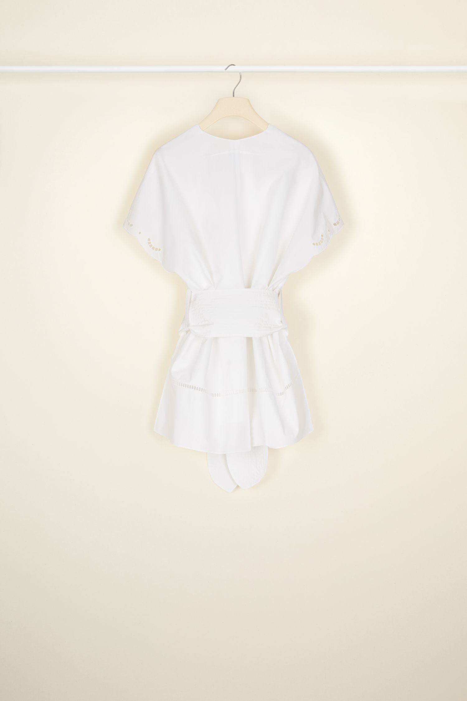 Cotton blouse with openwork embroidery - White