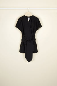 Haut en coton à broderie ajourée - Noir
